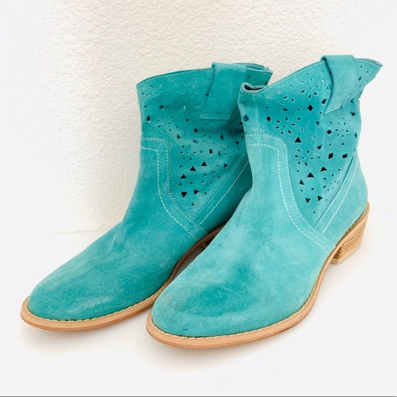 teal suede boots